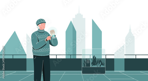 Innovative interaction: Senior man interacts with brain hologram via smartwatch interface