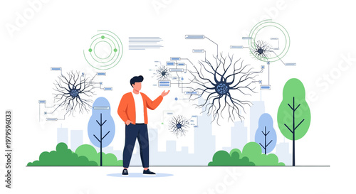 Innovative medical research presentation demonstrating the intricacy of human neural networks