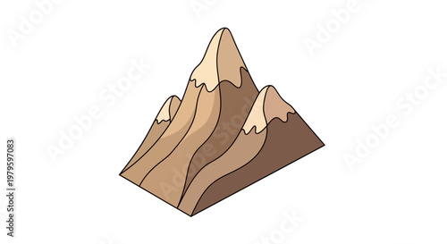 Isometric Illustrated Mountains: A Graphic Depiction of Nature's Majestic Peaks
