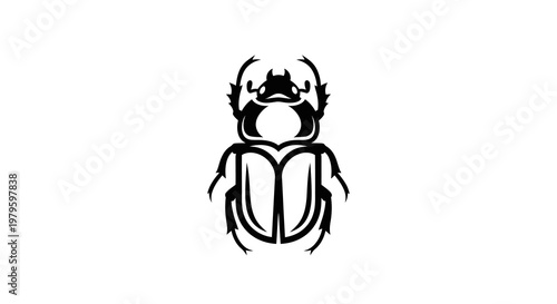 A detailed illustration of a large beetle standing alone in a neutral environment