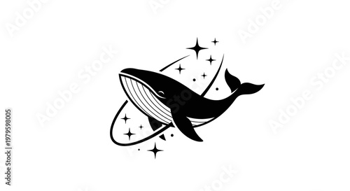 A majestic Whisk swims through sparkling stars and celestial lines.