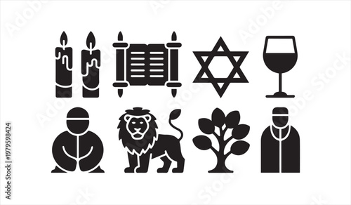 Spiritual and religious icons pack with traditional symbols and heritage elements