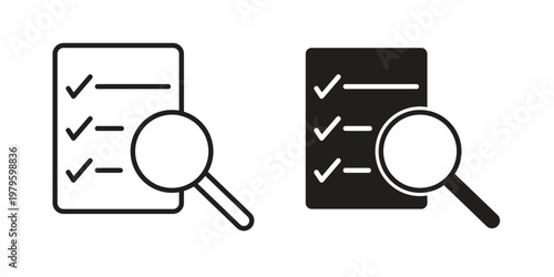 Inspection icon vector illustration in line style. flat silhouette designs