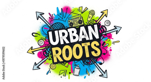 Colorful Urban Roots Graffiti Style Logo Artwork.