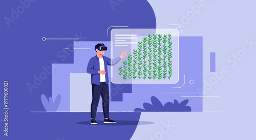 Immersive virtual simulation for agricultural analysis showcasing technological advancement