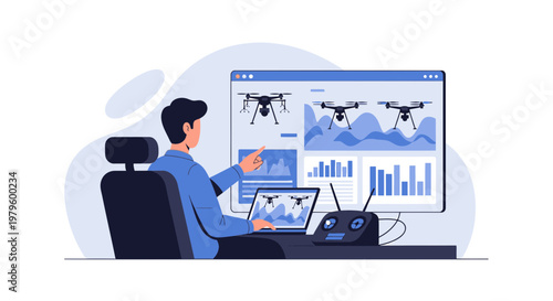 Innovating aerial technology: a pilot monitoring drone fleet with analytics platform interface