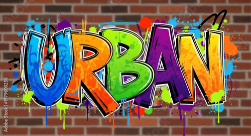 Colorful Urban Graffiti Lettering Wall Art Display.