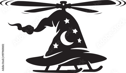  Wizard hat turning into helicopter blades. shillhoutee