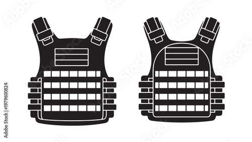Tactical Bulletproof Vests Front And Back Views For Military Or Law Enforcement Concepts