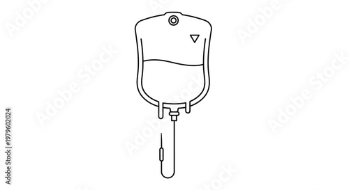 Medical Infusion Bag Outline Drawing - Blood Transfusion Concept