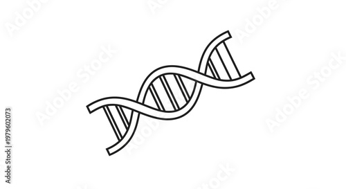 DNA helix outline, genetic code, molecule, science, black and white icon