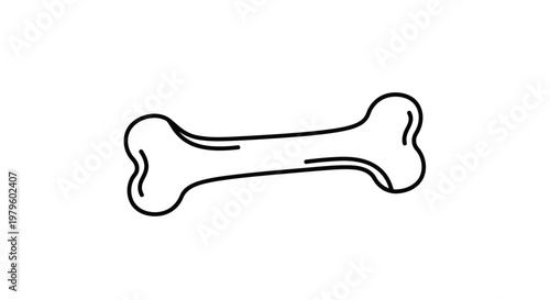 Simple Dog Bone Icon, Outline Drawing, Isolated on White
