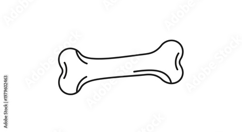 Simple Outline Dog Bone Icon - Vector Illustration
