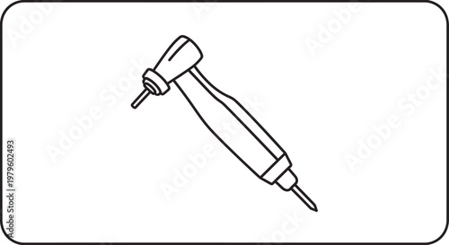 Dental Drill Icon - Simple Line Art Illustration
