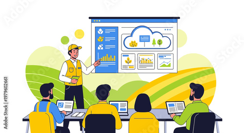 Illustrative seminar showcasing cloud-based agriculture data analytics to agronomists training