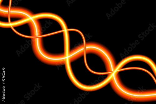 Dynamic light effect abstract orange swirls and curves in a dark background