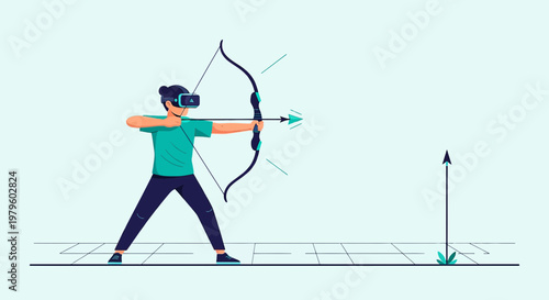 Immersive archery experience with vr technology for entertainment and exercise lifestyle