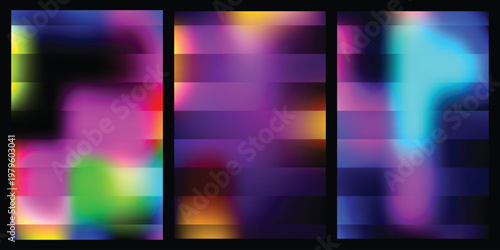 Vibrant Abstract Color Gradients Blended Through Horizontal Stripes Futuristic Digital Art Background