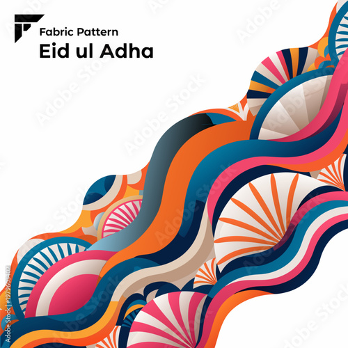 colorful fabric pattern design with abstract shapes and lines eid ul adha