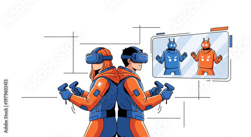 Immersive gaming experience with friends, diving into virtual worlds together using advanced