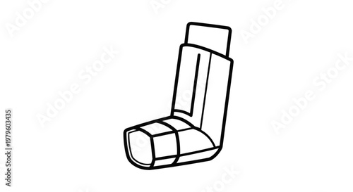 Asthma inhaler, medical device for respiratory relief, line art