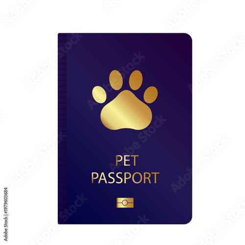 Abstract Pet passport. Animal Travel or pet transportation concept. Veterinary document for travel with pets. Vector illustration isolated on background