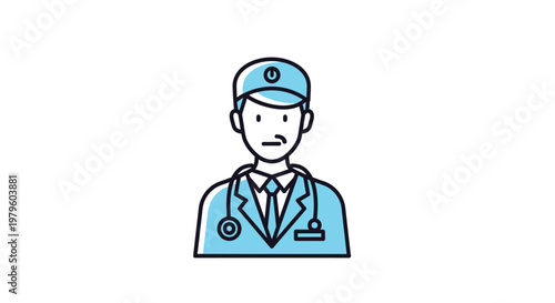 Doctor Icon with Stethoscope - Medical Professional Character Illustration
