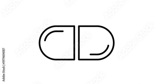 Simple outline icon of a capsule pill, isolated on white background.