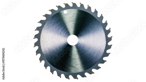 Εκτύπωση καμβά Sharp gray circular saw blade with orange teeth and central hole