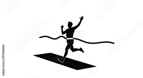 Runner crosses the finish line in a triumphant display of athletic achievement.