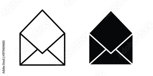 Open envelope icon vector illustration in line style. flat silhouette designs