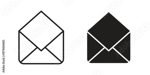 Open envelope icon vector illustration in line style. flat silhouette designs