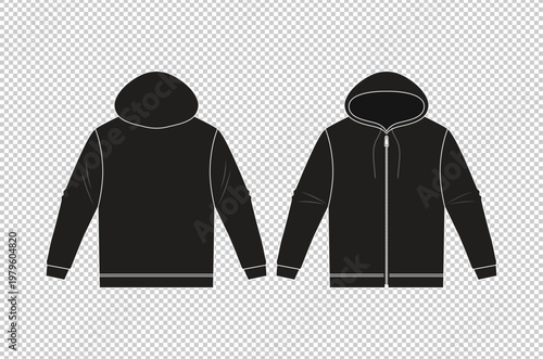 Zip Hoodie Front and Back Vector