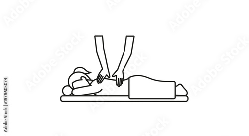 Line Art Illustration of Massage Therapy