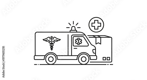 Ambulance Medical Delivery Icon: Emergency Transport, Healthcare Logistics, Care Service