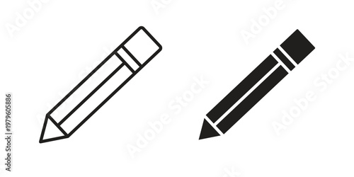 Pencil icon vector illustration in line style. flat silhouette designs