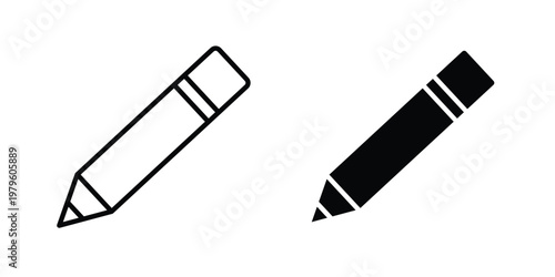 Pencil icon vector illustration in line style. flat silhouette designs
