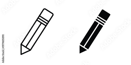Pencil icon vector illustration in line style. flat silhouette designs