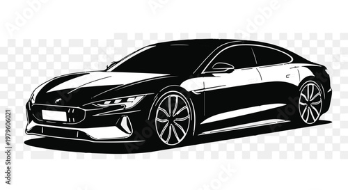 Sedan silhouette represents a modern luxury vehicle design for automotive marketing.