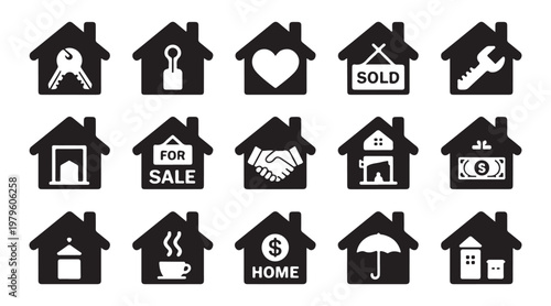 Line art folder icons representing various actions and states for computer interface user experience and data management.