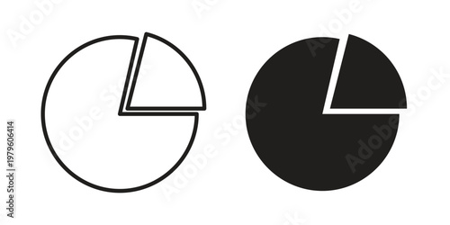 Pie chart icon vector illustration in line style. flat silhouette designs