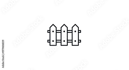 Simple Black and White Fence Illustration.
