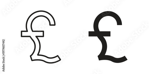 Pound icon vector illustration in line style. flat silhouette designs