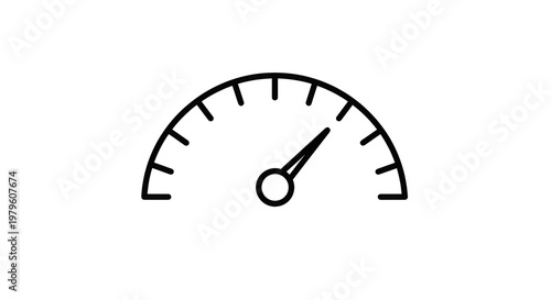 Simple Black Gauge Meter Icon Illustration.