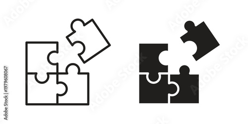 Puzzle piece icon vector illustration in line style. flat silhouette designs