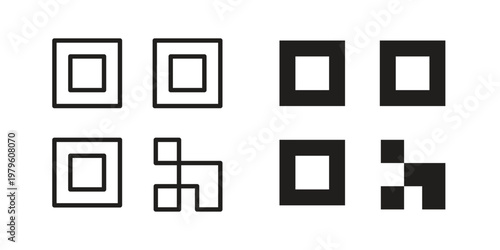 QR code icon vector illustration in line style. flat silhouette designs