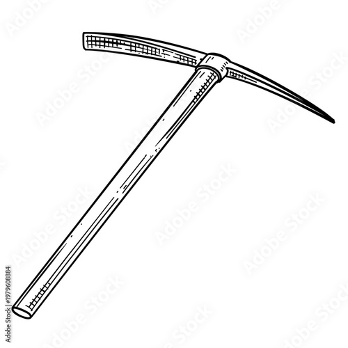 mining pickaxe tool vector line art hand drawn illustration