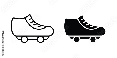 Roller skates icon vector illustration in line style. flat silhouette designs