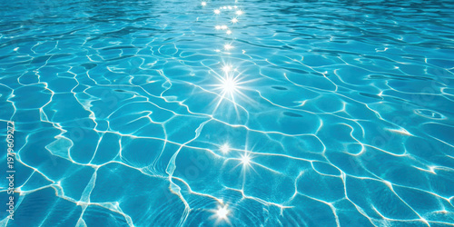 Wallpaper Mural Clear blue water surface with sunlight reflections creating sparkling patterns, evoking refreshing and calm atmosphere Torontodigital.ca