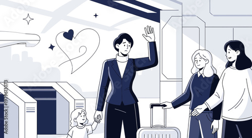 Heartfelt goodbye at the airport terminal depicting separation and emotional parting scene